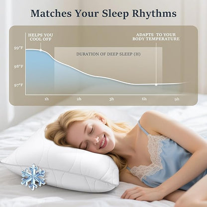 COZSINOOR Queen Size Bed Pillows Set of 2 - Cooling Down Alternative Pillows, Hotel-Quality Fluffy Microfiber Fill for Side, Back & Stomach Sleepers, Breathable & Skin-Friendly
