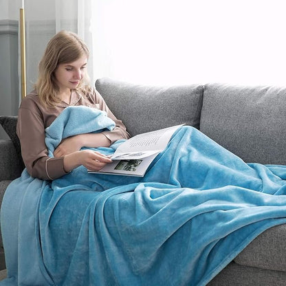 IR Imperial Rooms Fleece Blanket 16 Pack - Super Soft Fluffy Light Blue Throw Blanket for Sofa and Bed - Warm and Cozy Lightweight 400 GSM Microfiber Bed Throws Blankets, 50x60 Inches (Throw/Travel)