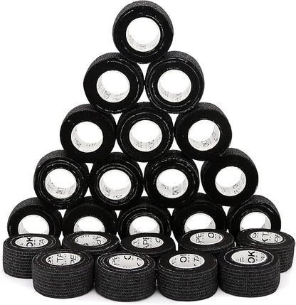 OK TAPE Self Adherent Cohesive Bandages Wrap - 24Packs, 1" x 5 Yards, Non-Woven Self Adhesive Bandage Wrap for Thumb, Finger, Wrist, Ankle, Vet Wrap Bandages Tape (Black)