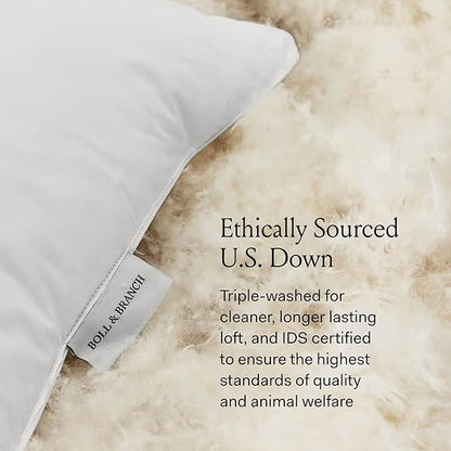 BOLL & BRANCH Down Chamber Pillow - Medium, King - Naturally Cooling Shell - Premium Comfort, Superior Support - Cruelty-Free IDS Certified Down