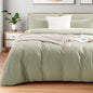 NEXHOME PRO Twin Duvet Cover Set – 100% Certified Organic Cotton with Washed Feel & Linen-Like Texture, Comfortable & Breathable, Home Bedding Set Sage Green (No Comforter)