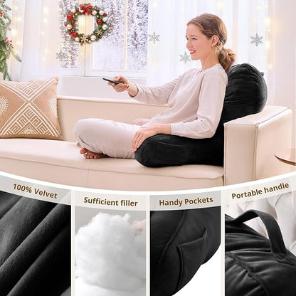 Sasttie Reading Pillow, Pillows for Reading or Relaxing – Ergonomic Support for Head, Neck, Back, and Lumbar, 21-Inch, Black