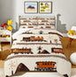 Erosebridal Retro Vintage Train Comforter Set, Cute Steam Engine Bedding Retro Steam Locomotive Train Bedding Set Cartoon Vehicle Duvet Set for Bedroom Decor, Full with 2 Pillowcases