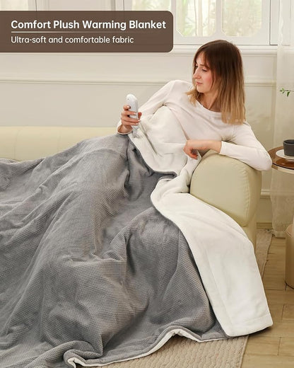 Electric Heated Blanket Throw Size, Washable Blanket Warmer for Home for Adults, Fast Heating, Super Cozy Soft Fabric, 50" x 60", 9 Heat Levels, 1-9H Auto-Off, ETL Certified, Gray