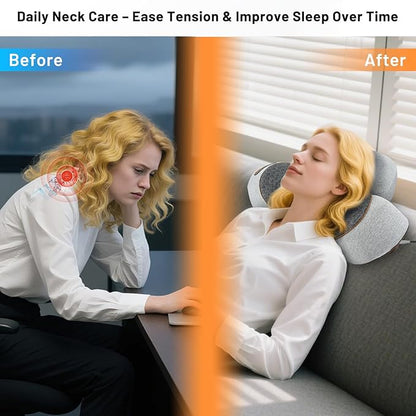 3-in-1 Neck Massager Pillow - Cervical Pillow Massage Neck Hump for Shoulder Pain Relief, Back Shoulder Massager with Kneading, Shiatsu Kneading Massage with Heating, Traction Function, Hump Corrector