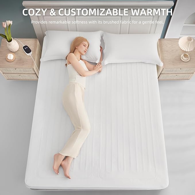 Heated Mattress Pad Twin Size Electric Mattress Bed Warmer 9 Heat Settings, 1-12 Hours Auto Off, Memory Function Deep Pocket, Fast Heating, Machine Washable Twin 39"x 75"