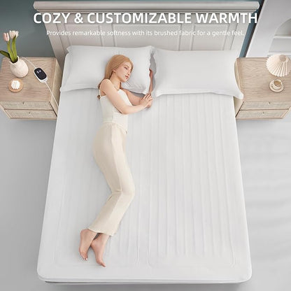 Heated Mattress Pad Twin XL Size Electric Mattress Bed Warmer 9 Heat Settings, 1-12 Hours Auto Off, Memory Function Deep Pocket, Fast Heating, Machine Washable Twin Plus 39“ x 80”