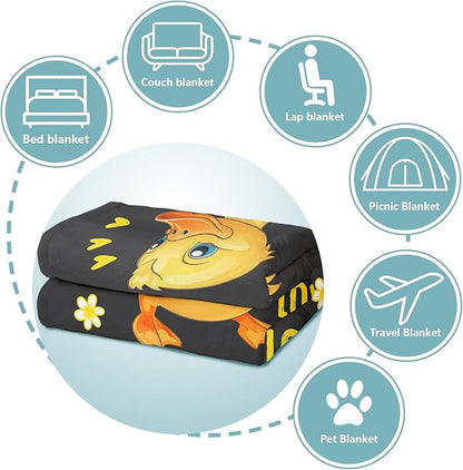 Duck Lover Blanket, Just A Girl Who Loves Ducks Blanket, Soft Warm Cozy Fleece Throw, Gifts for Girls Women Kids, 50"x60", Black