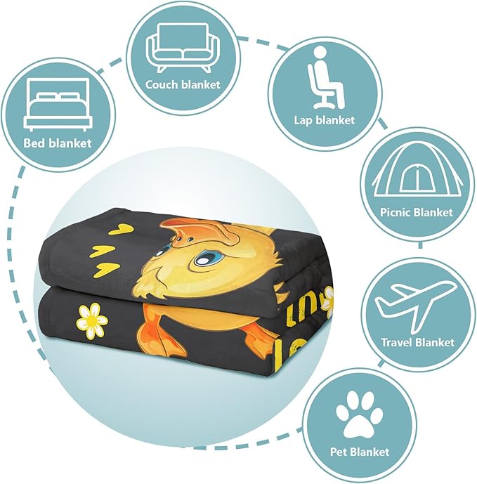 Duck Lover Blanket, Just A Girl Who Loves Ducks Blanket, Soft Warm Cozy Fleece Throw, Gifts for Girls Women Kids, 40"x50", Black