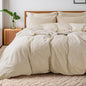 NEXHOME PRO 100% Washed Cotton Duvet Cover Super King 108"x98" Linen Look Textured Organic Natural 3 Pieces Bedding Set with Zipper Closure, Breathable (No Comforter)
