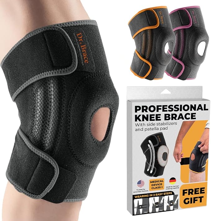 DR. BRACE ELITE Knee Brace with Side Stabilizers & Patella Gel Pads for Maximum Knee Pain Support and fast recovery for men and women-Please Check How To Size Video (Mercury, Small)