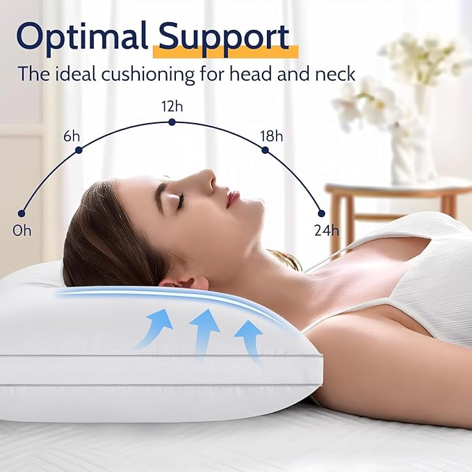 King Size Pillows Set of 4, Bed Pillows for Sleeping 4 Pack, Luxury Hotel Quality, Supportive King Pillows with Soft Down Alternative for Back Stomach Side Sleepers, Machine Washable