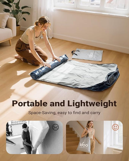 iDOO Twin Air Mattress with Built in Pump, 18" Raised Compact Blow up Mattress, Inflatable Mattress for Camping Guest Home, Portable Travel Air Bed, 2-Min Quick Inflation Deflation, Colchon inflable