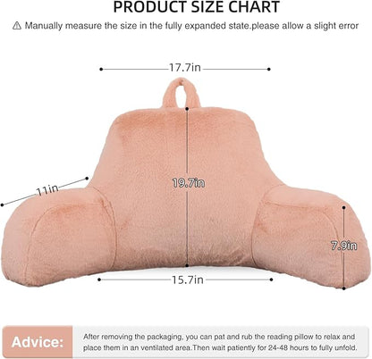 Aimuan Reading Pillow Bed Rest Wedge Large Adult Backrest Pillow with Arms Back Support for Sitting Up in Bed Cushion Incline Rest Sleeping Snoring Pillow, (Large, Blush)