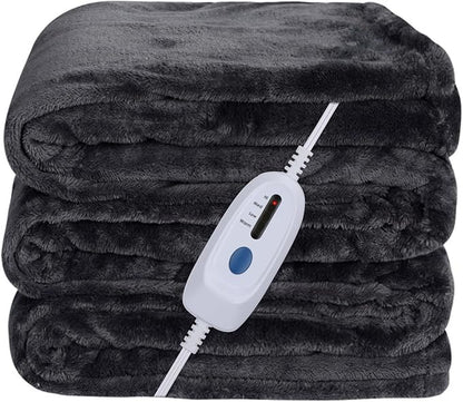 Heated Electric Blanket Full Size 72''x84'',Soft Flannel Heating Blanket with 10 Hour Auto Off - 4 Heat Settings - Machine Washable - Dark Gray