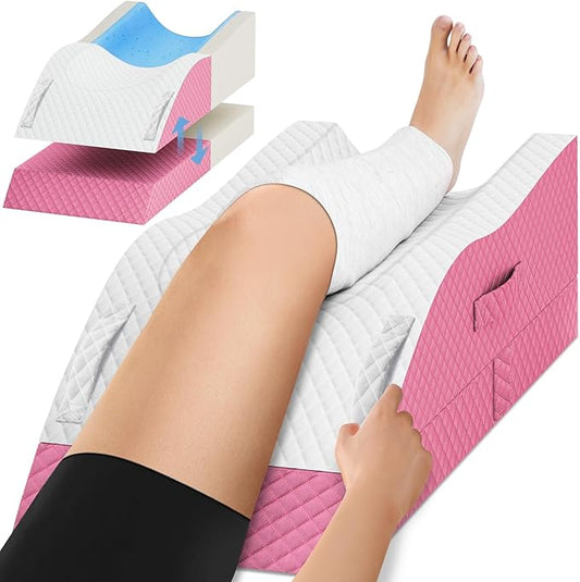 Elevation Pillows for Leg After Surgery, Memory Foam Adjustable Wedge Pillow for Injury or Rest, Ankle Pillow for Sleeping Blood Circulation Pink/Single Leg