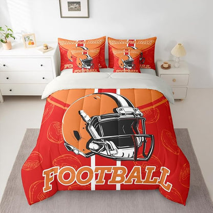 Feelyou Football Full Comforter Set with Sheets for Kids Boys Girls Ball Games 7 Pieces Bedding Set Rugby Bed in a Bag City of Footballs Room Decor Rugby Sports Soft Lightweight