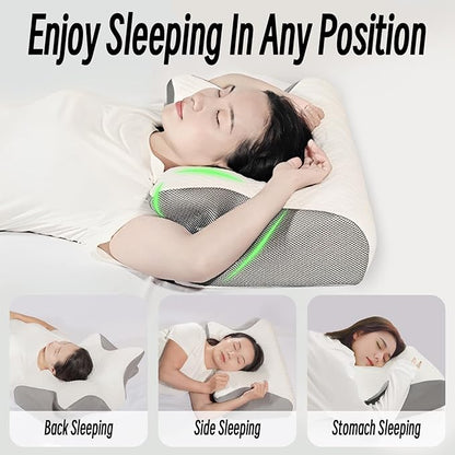 Cervical Pillow for Neck Pain Relief, Ergonomic Contour Orthopedic Pillow for Sleeping Shoulder Pain & Support, Cozy Memory Foam Ice Feel Neck Pillow for Side Back Stomach Sleeper(Dark Grey)