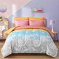 Menghomeus Girls Bed in A Bag Twin Size 5 Pieces Comforter Set for Teen Ombre Rainbow Bedding Set Dandelion Butterfly Print Kids Bedding Collections