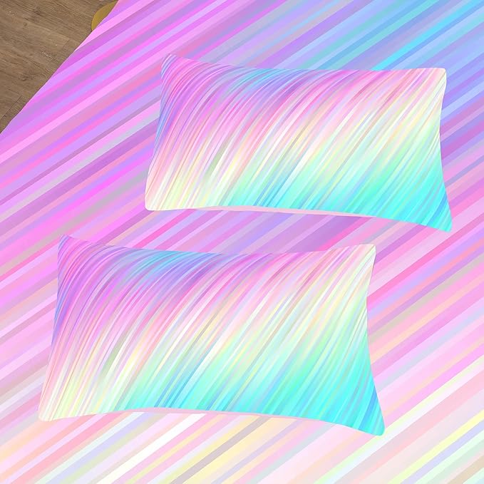Bodhi Pink Full Comforter Set,Comforter Set for Girls,tie dye Bedding Set for Kids,Kids Girls Bedding Sets,Full Comforter Sets for Girls,3PCS Rainbow Bedding Set with Pillowcase