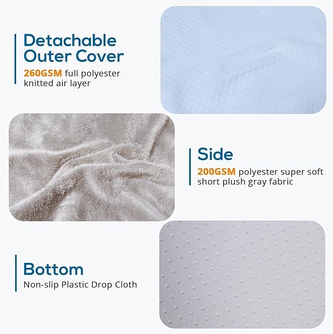 Sasttie Wedge Pillow, 12 Inch Memory Foam Bed Wedge Pillow for Sleeping, Acid Reflux, Back Pain, Post Surgery, and Snoring, Designed with Washable Cover, Light Gray