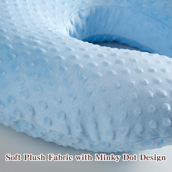 Reading Pillow for Gaming Reading Crochet, U Shaped Arm Support Pillow with Removable Cover Reducing Arching Neck for Adult Reading and Working Sitting on Bed Sofa for Arm Rest (Blue)