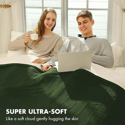 Heated Blanket Queen 84" x 90" - Flannel Sherpa Electric Blanket Queen Size with Dual Control, 5 Heating Levels & 10 Hours Auto Off, Heating Blanket with Overheat Protection for Home (Green)
