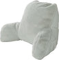 Plush Faux Fur Backrest Reading Bed Rest Pillow with Arms and Pockets for Sitting in Bed Couch Sofa, Back Support Wedge Cushion with Removable Cover, 20" x 18" x 17", Light Gray