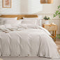 JELLYMONI Cotton Duvet Cover Twin XL Size - Beige Comforter Cover with Button 100% Washed Cotton 2PCS Breathable Soft Solid Bedding Set Duvet Cover 66×92in & 1 Pillowcase (NO Comforter)