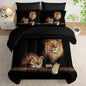 Lion Comforter Set 7 Piece King Size Bed in A Bag,Animal Bedding for Room Decor,Lion Comforter Tropical African Animal 3D Print Bedding with Fitted Sheet,Flat Sheet, Pillowcases & Shams