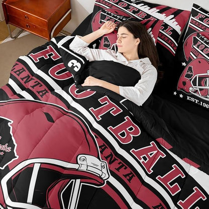 Erosebridal Football Sports Comforter Set Football Seasonal Color Bedding King, Sports Lovers Comforter + Flat Sheet + Fitted Sheet + 2 Pillowcases + 2 Throw Pillow Covers