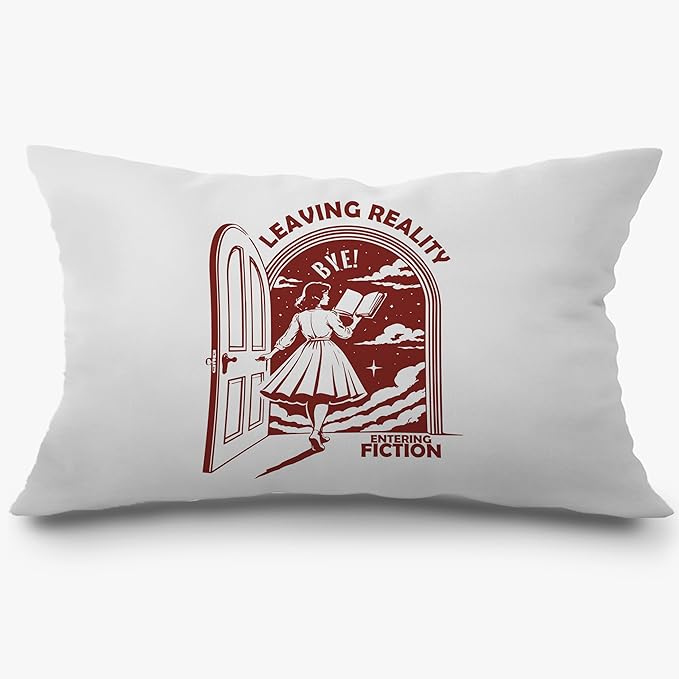 Funny Retro Woman Reader Pillow Covers 12x20, Reading Nook Corner Decor, Vintage Female Bookworm Bookish Decorative Lumbar Pillow Covers for Home Bedroom Library Reading Room