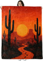 Desert Sunset Blanket Gifts for Boys Girls Kids, Western Cactus Landscape Warm Soft Flannel Throw Blankets for Travel, Sofa, Living Room, Bedroom Decor, 50x60 in