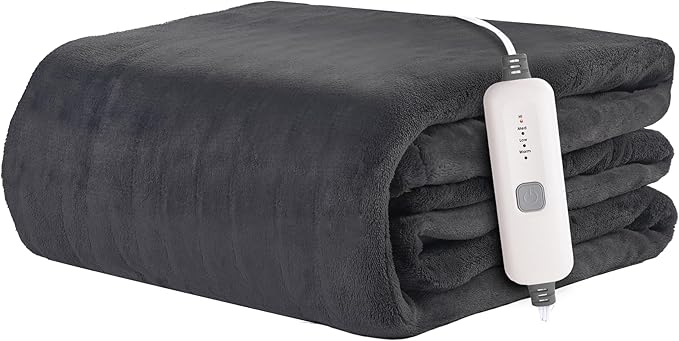 Electric Heated Blanket 72"x84" Full Size - 4 Heat Levels, 10H Auto Shut Off, Ultra-Soft Flannel Fleece Heated Blanket with Overheat Protection, Machine Washable - Dark Grey