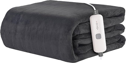 Electric Heated Blanket 72"x84" Full Size - 4 Heat Levels, 10H Auto Shut Off, Ultra-Soft Flannel Fleece Heated Blanket with Overheat Protection, Machine Washable - Dark Grey