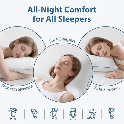 JOLLYVOGUE Pillows Standard Size Set of 2, Oeko-Tex Certified Bed Pillows for Side, Back, and Stomach Sleepers - Medium Support Down Alternative Filling, Machine-Washable