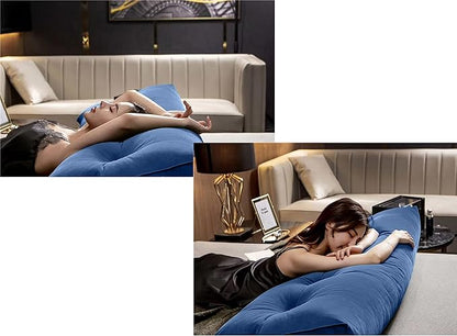 Triangular Reading Bed Rest Pillow Large Bolster Cushion Headboard Backrest Wedge Pillow with Removable Cover and Two Large Side Pockets (Chalk Grey, 47 x 8 x 20 inches)
