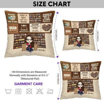 ENCYCOM Personalized Book Reading Pocket Pillow - Custom Reading Pillows with Name – Uniqua Gift for Bookworm Girls, Women Who Love Books, Perfect for Bed or Cozy Corner (Reading Pillow 04)