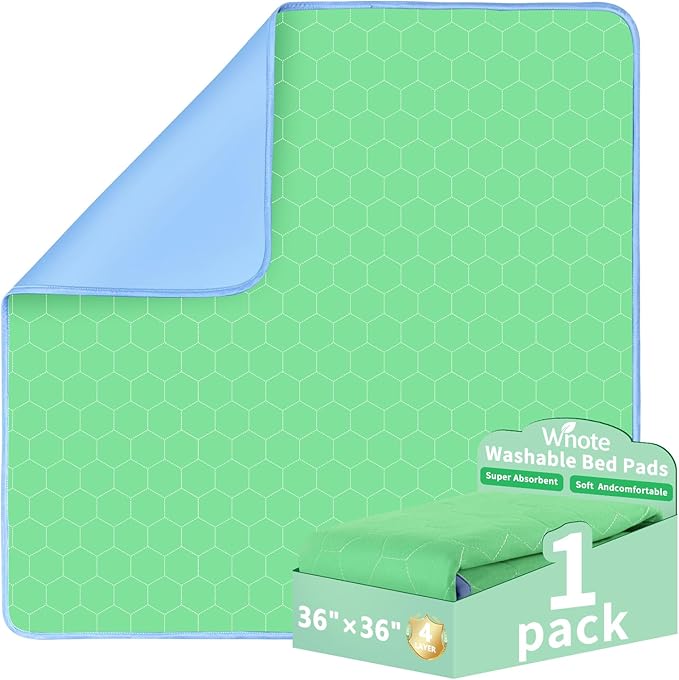 Waterproof Washable Underpads Pee Pad (Green 36" x 36" 1 Pack), Reusable Absorbency Bedwetting Incontinence Bed Pads for Kids Adults Elderly Dog Pet, Puppy Pads for Mattress Couches Sofas Floors