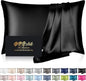 Mulberry Silk Pillow Cases King Size, Silk Pillowcase for Hair and Skin, Both Sides Natural Silk Satin Pillowcase for Sleeping Women with Zipper, Gifts for Women Men, Black