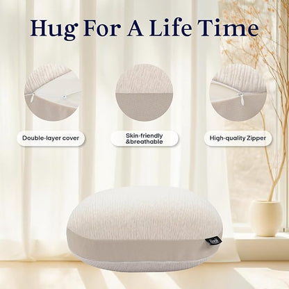 ZonLi Weighted Pillow for Adults 6.5Lbs, Washable Hug Pillow Get Better Sleep, Detachable Sensory Body Weighted Pillows, Memory Foam Bed Pillow (Beige)
