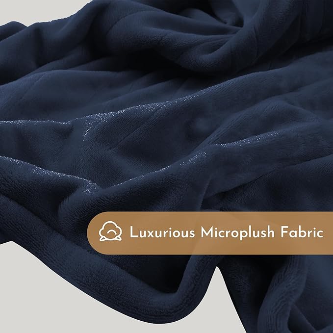 Electric Heated Blanket 62"x84" Twin Size Microplush Cover Blanket, 4 Heat Settings & 10 Hours Auto Off, Cozy & Warm for All Night, Machine Washable, Navy Blue