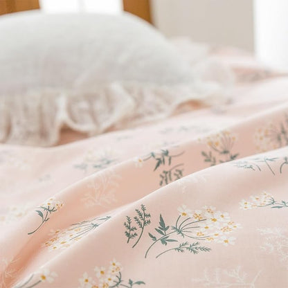 Jane yre Duvet Cover King Floral Brushed Microfiber 3 Pieces Bedding Set Garden Style Flower Pattern with Zipper Closure, Soft Breathable Comfy