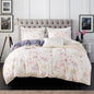 Queen Floral Duvet Cover 100% Soft Cotton 3 Pieces Flower Bedding Set for Girls Women Chic Garden Style Luxury Purple Floral Pattern Printed Floral Queen Duvet Cover with Zipper Closure