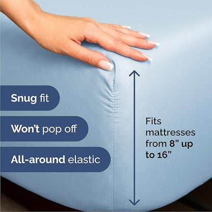 Queen 6 Piece Sheet Set - Comfy Breathable & Cooling - Ultra-Soft Hotel Luxury Bedding Set with 8-16 Inch Deep Pockets - 1 Flat & 1 Fitted Sheet & 4 Pillowcases - Wrinkle Free & Easy Care - Baby Blue