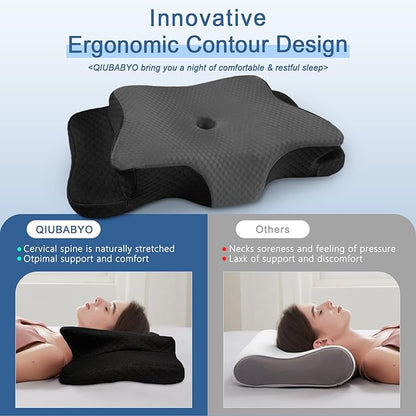 Pain Relief Cervical Pillow for Neck Support, Adjustable Ergonomic Pillow Cozy Sleeping, Odorless Orthopedic Memory Foam Pillows, Contour Bed Pillow for Side Back Stomach Sleeper-King Size