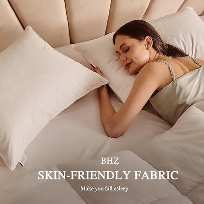 BHZ King Size Pillows Feather Down Set of 2 Hotel My King Pillows Bed Goose Pillow Luxury 2 Pack Pillow for Sleeping Side Sleepers Soft Support Gifts