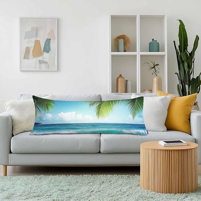 Tropical Beach Rectangle Body Pillow Covers Hawaii Ocean Sea Palm Leaves 20"X54" Couch Body Pillow Pillowcase Decorative Home Body Pillows Bed Pillow Cushion Covers for Sofa Car Shop