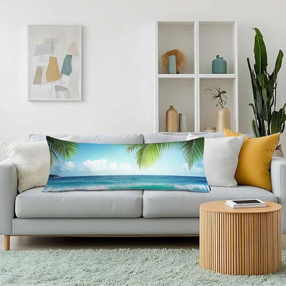 Tropical Beach Rectangle Body Pillow Covers Hawaii Ocean Sea Palm Leaves 20"X54" Couch Body Pillow Pillowcase Decorative Home Body Pillows Bed Pillow Cushion Covers for Sofa Car Shop