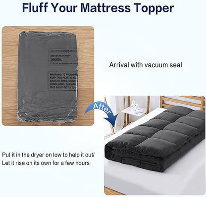 SOPAT Mattress Topper Queen Size Extra Thick Mattress Pad 8-21" Deep Pocket Soft Down Alternative Fill Mattress Protector Pillow Top Mattress Cover (60x80 Inches, Dark Grey)